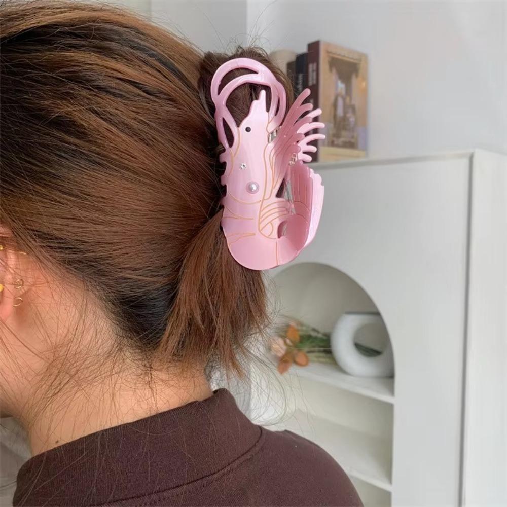 Ацетатный краб для волос с креветкой, дизайн «груша» со стразами, крабы-лобстеры для волос, зажим для захвата волос, для девочек