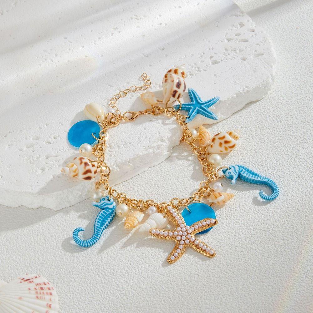 Imitation Pearl Shell Starfish Bracelet Sea Series Natural Conch Beach Bracelets Beach
