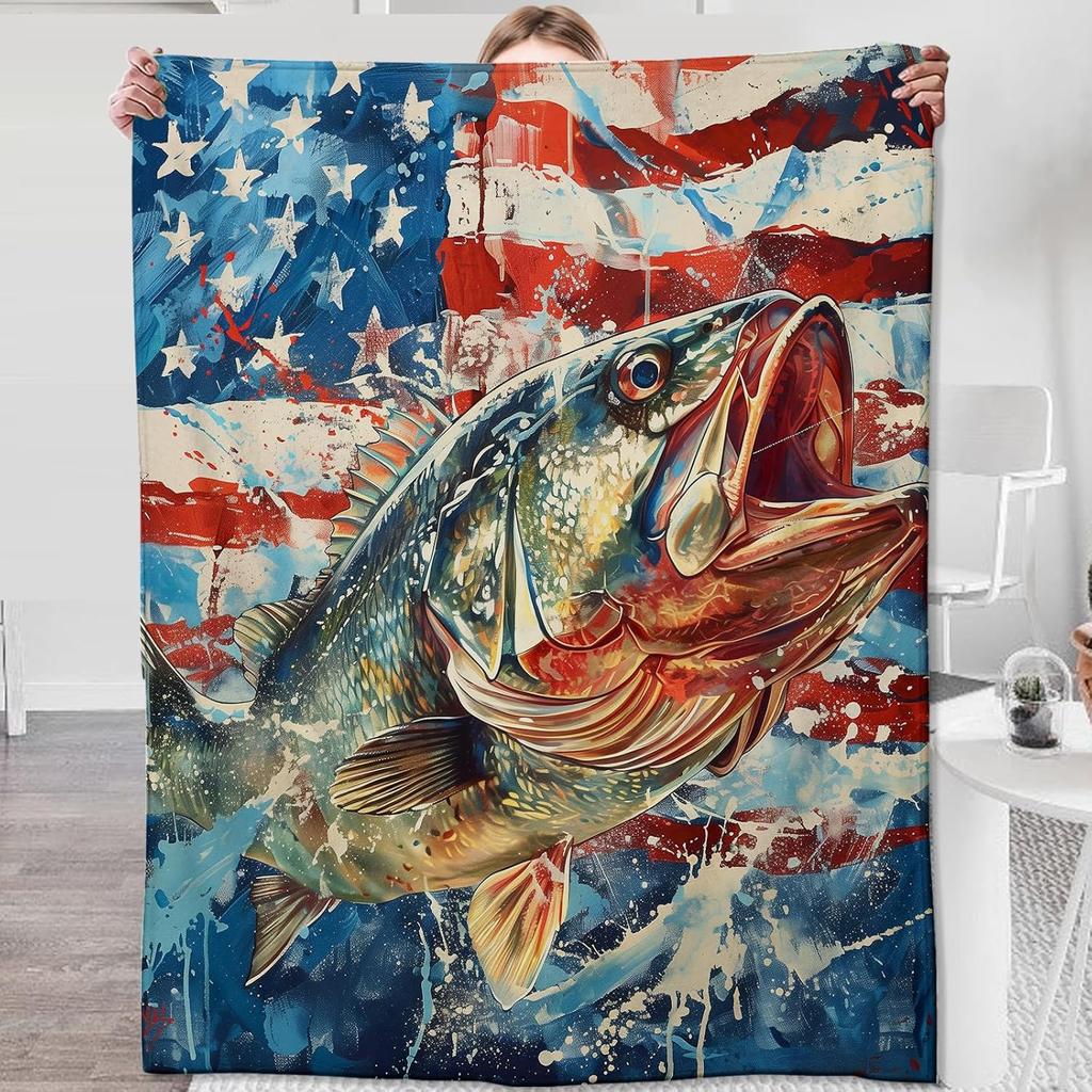 Fish Blanket Adult Gift Decoration Gift Sofa Bed Living Room Flannel Sunflower Throw Blanket Soft Warm Light Comfortable