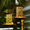 Светодиодная солнечная кормушка для птиц, полые садовые подвесные светильники, подвесной птичий домик с проекционным светом для