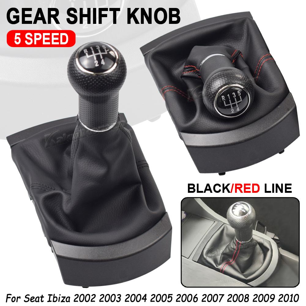 Новый 5-скоростной рычаг переключения передач и чехол для багажника, черный кожаный комплект для SEAT Ibiza 2002 2003 2004 2005 2006 2007 2008 2009