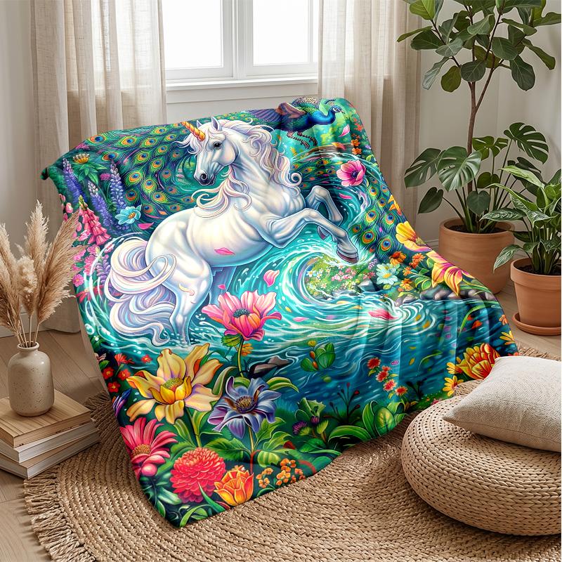 Unicorn and Ballerina Dance Theme blanket Lightweight Warm Flannel Blanket Decorative Throw Blanket for Home Decoration