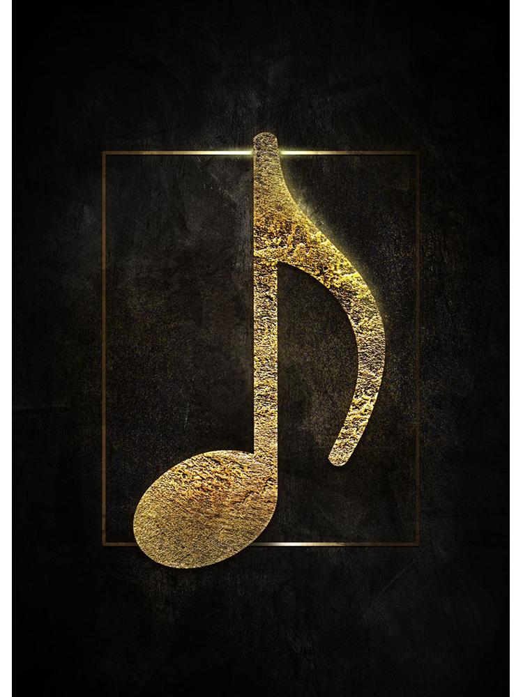 Черный фон золотые музыкальные знаки плакаты холст картина фортепиано настенная картина для спальни украшение дома безрамное