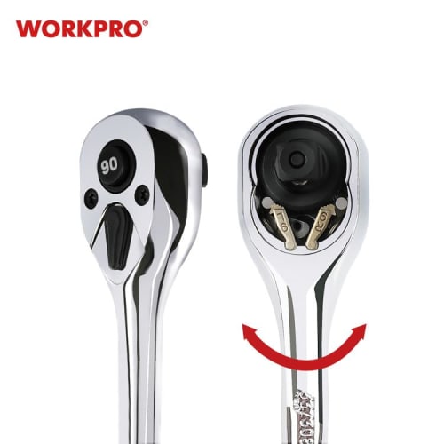 WORKPRO 1/4" Drive Quick Release Ratchet Handle, 90 Gears, WP271004