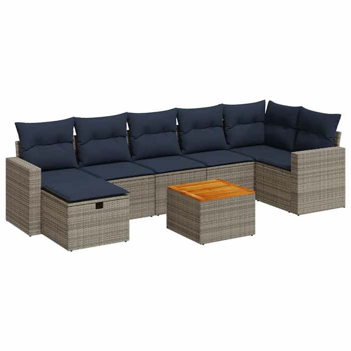 VidaXL Garden Lounge Set 8 Pcs with Grey Cushions Wicker 3325799