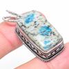 K2 Blue Azurite Handmade 925 Sterling Silver Jewelry Pendant 1.77" T8J02