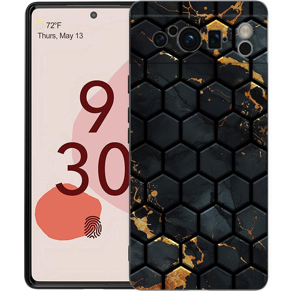 Роскошный чехол для телефона Google Pixel 10 9 8 9A 8A 7 7A 6 Pro XL 6A 5G Черный Мягкая задняя крышка из ТПУ Сотовый узор