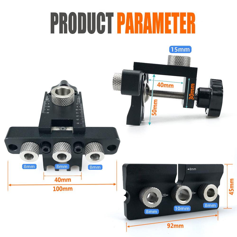 3-in-1 Woodworking Drilling Locator, Dowel Hole Puncher for Embedded Parts Positioning