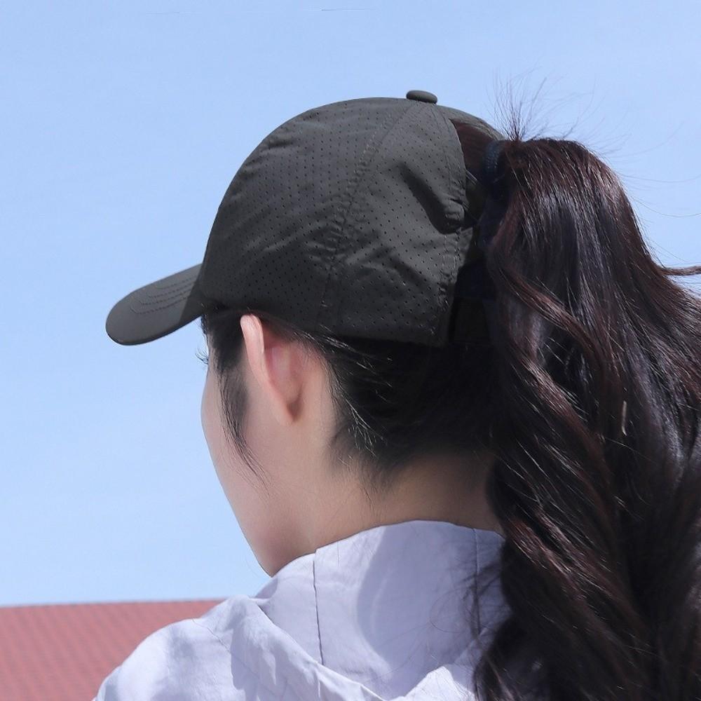Adjustable Ponytail Baseball Cap Solid Color Snapback Hat Fashion Sunshade Sun Hat Ladies