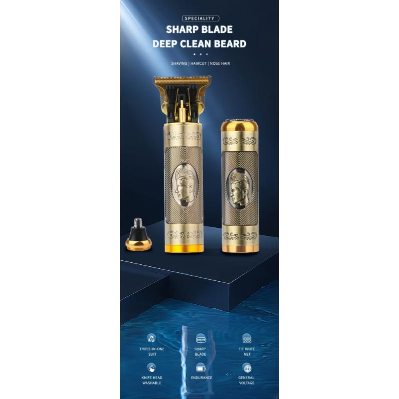 Профессиональная электробритва с Т-образным лезвием, машинка для стрижки волос, USB перезаряжаемая беспроводная бритва для бороды, триммер для носа и ушей, бритва, праздничный подарок для него