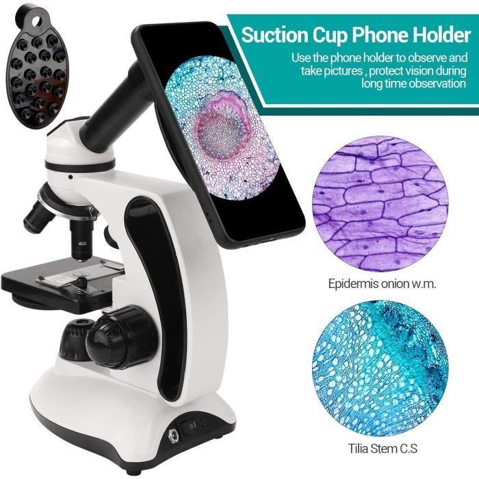 Microscope - hutact x-2 - grossissement 40x-2000x - éclairage led double - design professionnel en métal