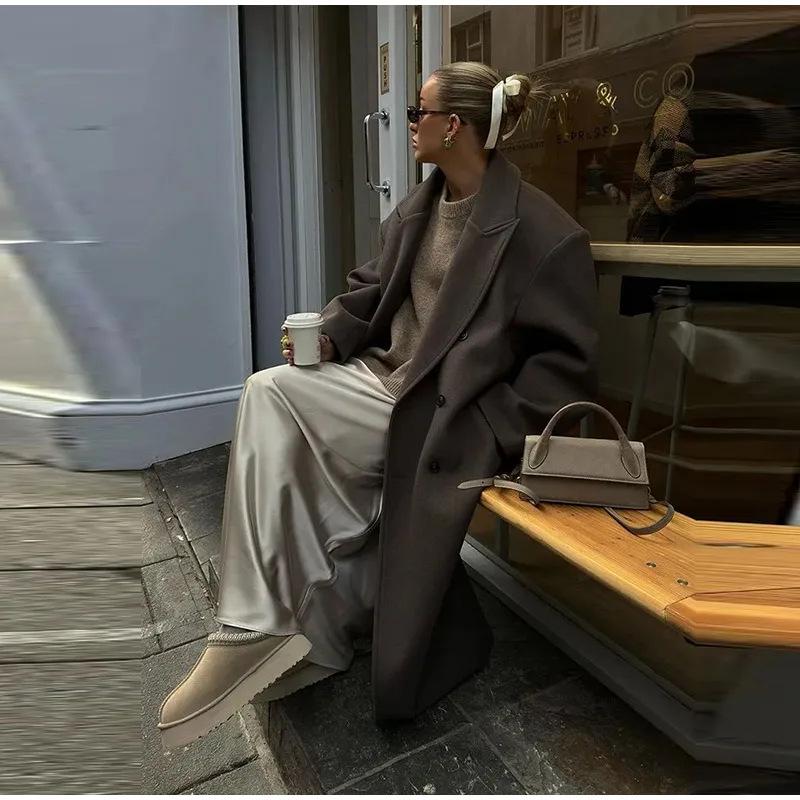 Элегантный женский двубортный тренч Осень 2024: Темпераментный, Повседневный, Ретро Однотонный Дизайн