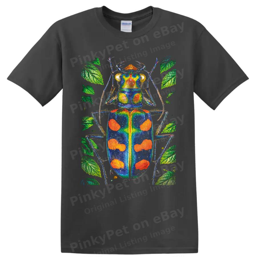 Colorful Beetle Insect T Shirt Botanical Nature Art Cool Bug Lover Graphic Tee