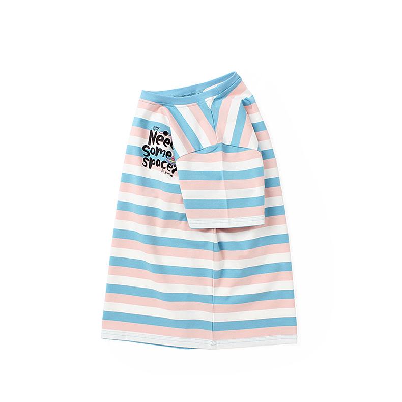 Летняя корейская полосатая футболка с коротким рукавом и рисунком для девочек