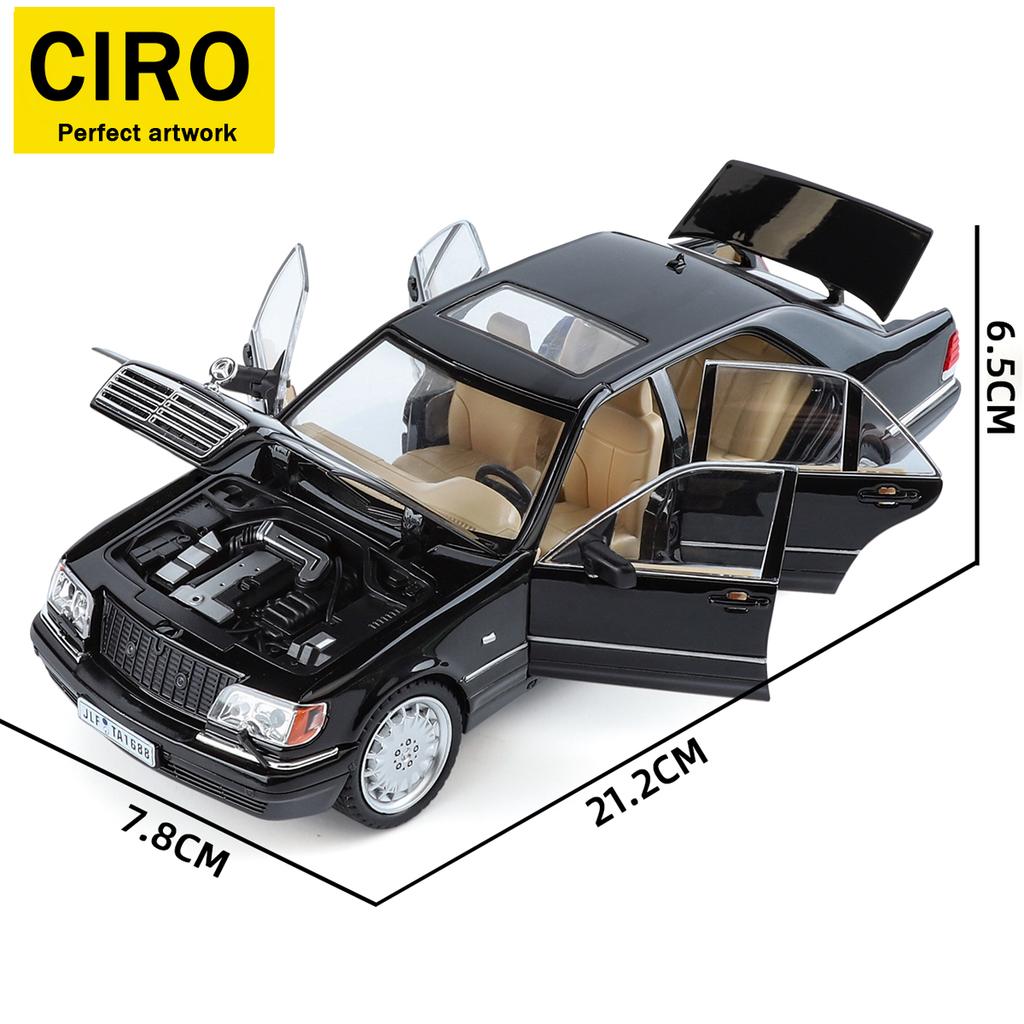 FTI5  Toy car, 1:24 black Mercedes-Benz classic car model with tiger head design, die-cast aluminum alloy, high-quality car model gift