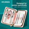 MR.GREEN Manicure Set Pedicure Sets Nail Clippers Tools Stainless Steel Professional Nail Scissors Cutter Travel Case Kit 7in1