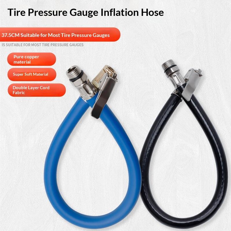 Car Truck Tire Pressure Meter with Inflator and 12 Inch Flexible Rubber Hose Accurate Air Gauge for Auto Repair Garage Use