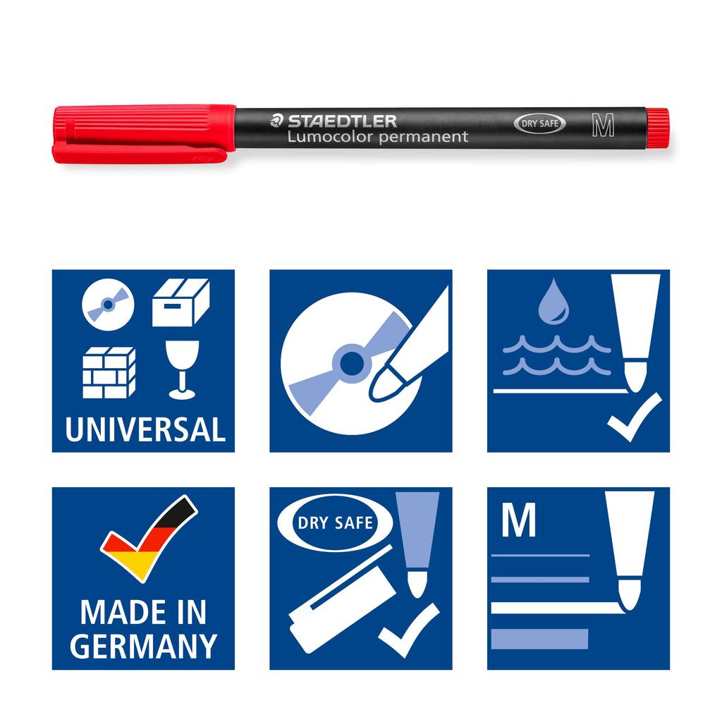 STAEDTLER Permanent Marker Lumocolor 317 WP6 Fine 6 Colors