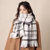 Mohair Black and White Plaid Scarf Winter Women's Thickened Warm Shawl Student Scarf Advanced Sense of Wind and Cold