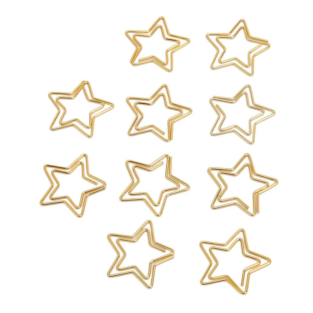 100pcs Star Paper Clips Skid Resistance Plating Process Rust Resistant Cute Paperclips for Office Sc