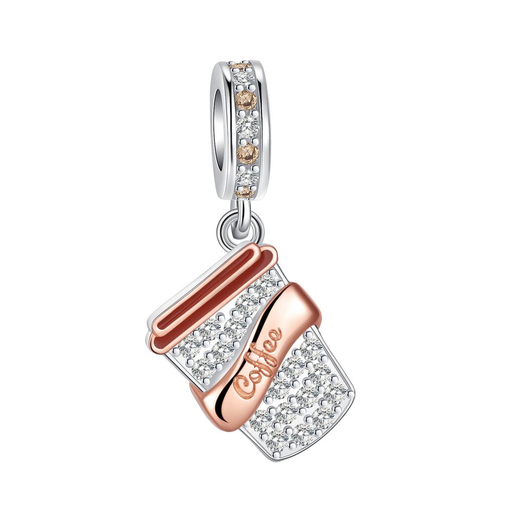 Copper Cherry Coffee Cake Doughnuts Afternoon Tea Series Charms Beads Pendant Fit Original Bracelets Diy