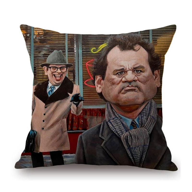 Lovely Cute Celebrity Sketch Art Classic Movie Scenic Poster Art Cotton Linen Sofa Decoration Throw Pillow Case Cushion Cover