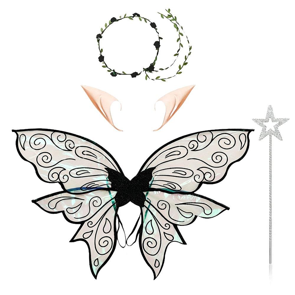 4Pcs Party Dress Up Butterfly Fairy Wings Set Lightweight Dress Up Wings Women Girls