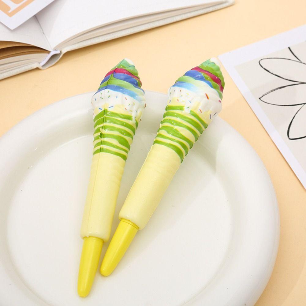 Ice Cream Cute Soft Gel Pen Signature Squeeze Sensory Toy Pen Funny Pinch Bounce Pen  Student