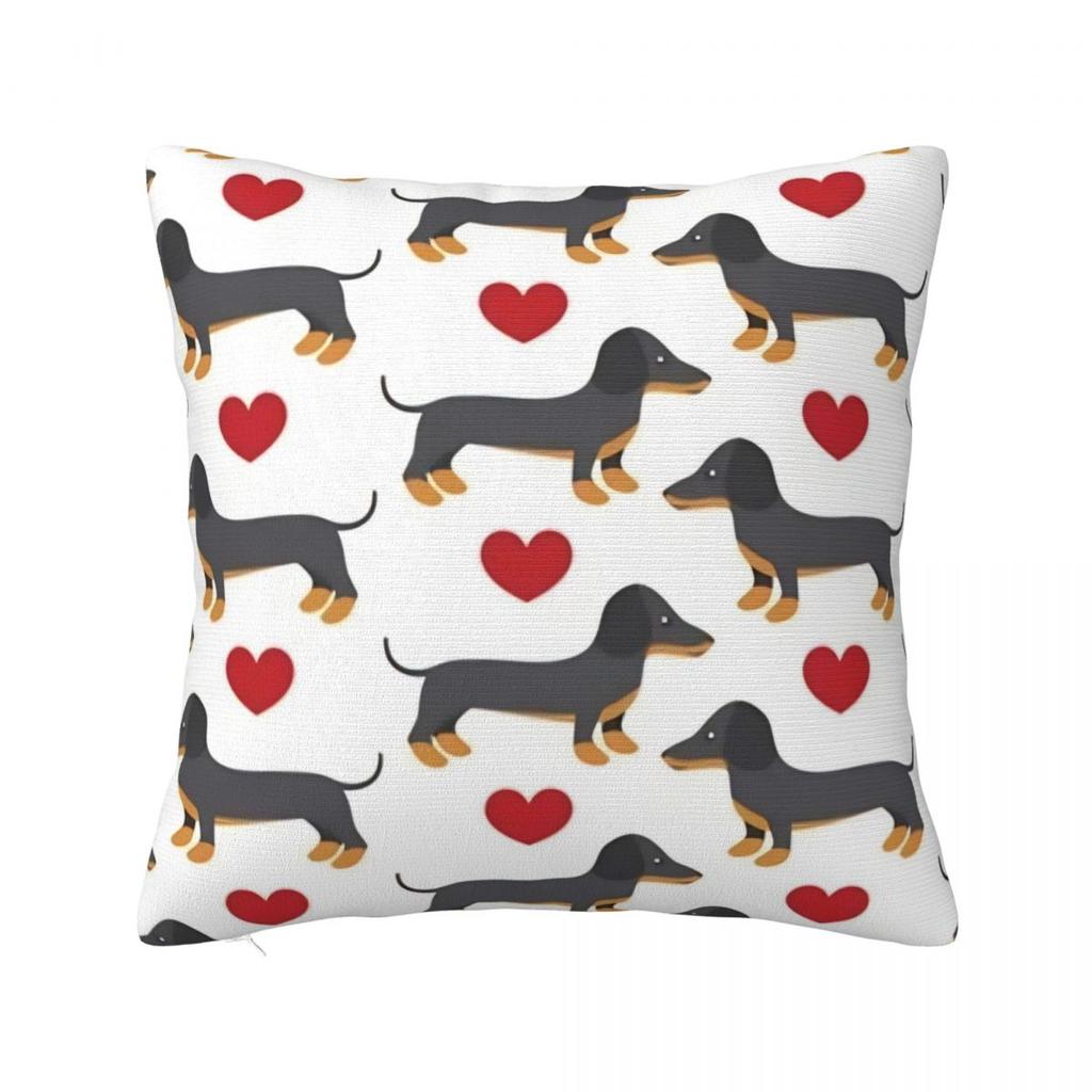 Dachshund Dog Square Pillow Covers Polyester Home Wiener Sausage Doxie Cushion Case Cute Decor Pillowcase 4040