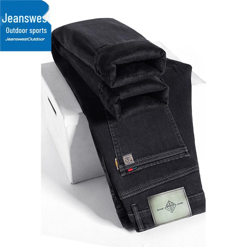 Мужские теплые джинсы Jeanswest прямого кроя с подкладкой из флиса, имитирующие деним