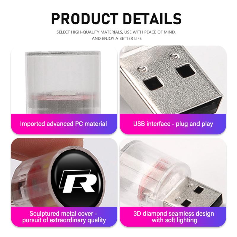 For Volkswagen VW Car USB LED Ambient Light Decorative Atmosphere Lamp Tiguan CC Jetta Polo Golf 4 5 6 Passat B5 B6 B7 CC