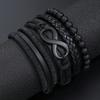 4pcs Casual Vintage Leather Adjustable Bracelet Set, Suitable For Men's Daily Wear, Birthday, Party, Date, Gift