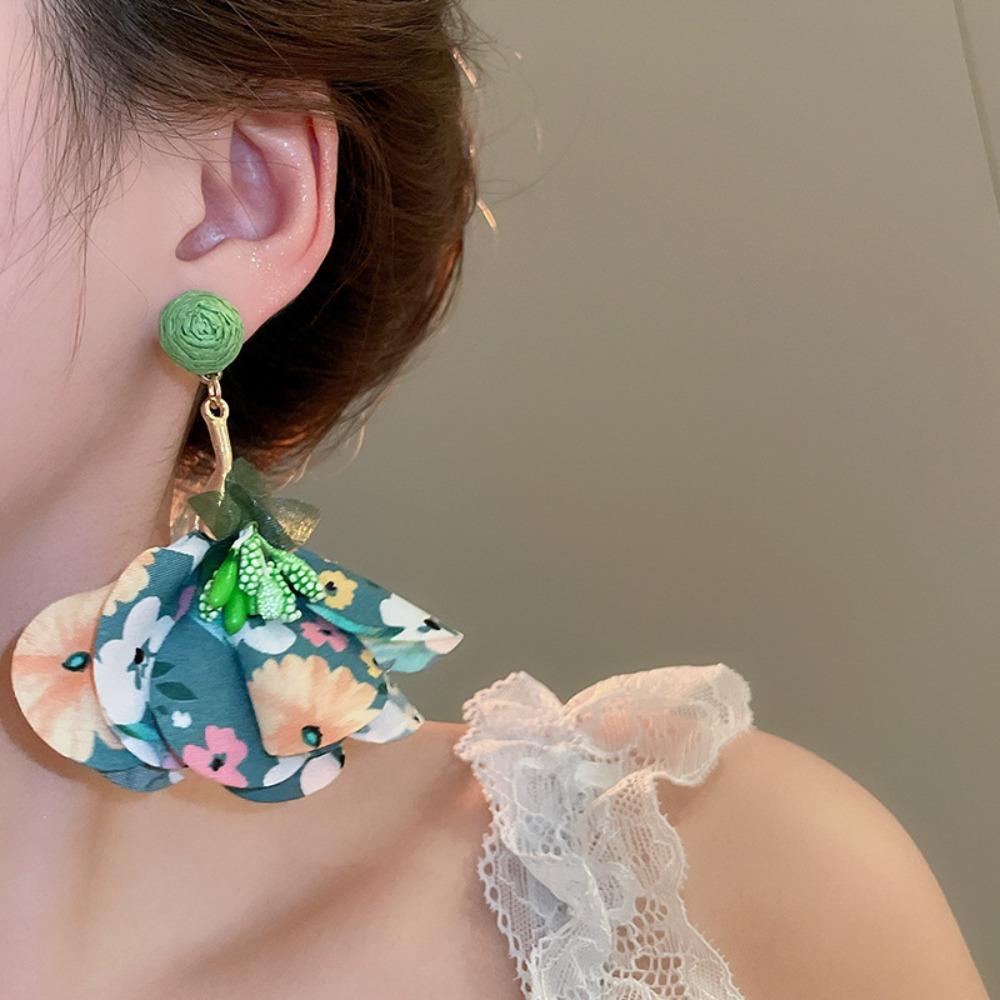 Sweet Flower Dangle Earrings Exaggerated Petals Stud Earrings Romantic Beach Earrings  Vacation