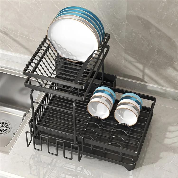 006-WDJ-6937B-WH Полка для сушки посуды с выдвижным сливным носиком, держатель кухонной столешницы для мисок, столовых приборов, вилки