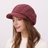 New Autumn and Winter Women's Velvet and Thickened Wool Cable Knit Cap  Fashionable Warm and Cold Proof Beret Knitted Hat