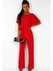 Women's Summer Button-Tie Short Sleeve Jumpsuit - European and American Style