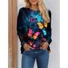 2025 Women's T Shirt Tee Butterfly 3D Print Daily Sweatshirt Weekend Fashion Long Sleeve T Shirts  Round Neck Red Spring & Fall