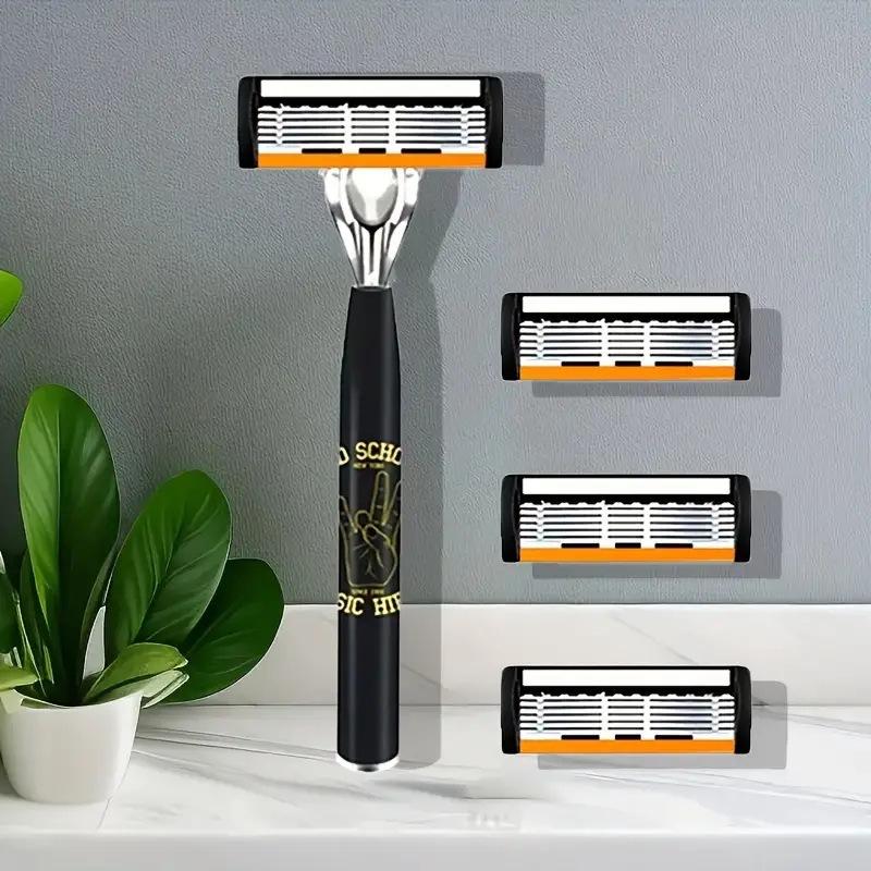6-Blade Portable Manual Razor Set for Men - Classic Shaver for a Super Clean Shave