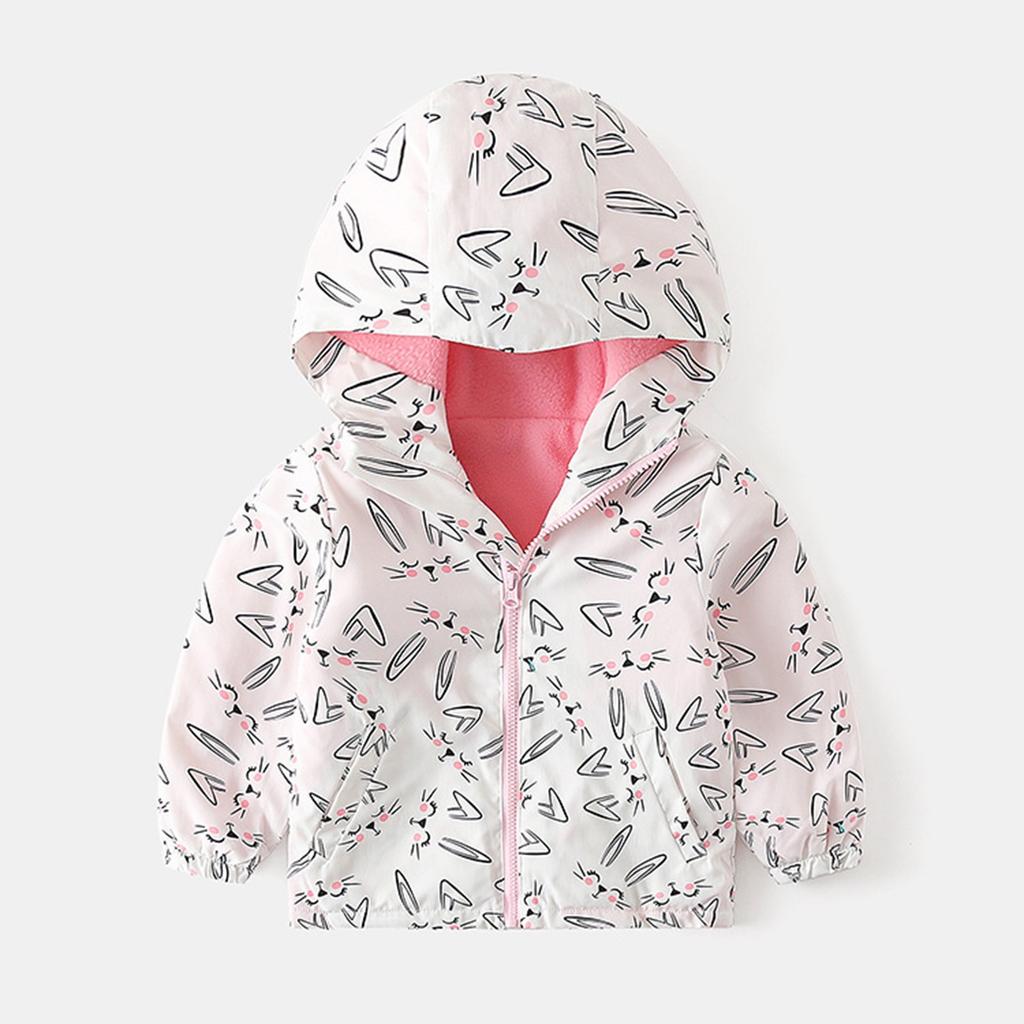 Детские пальто для девочек и мальчиков, ветровка, куртка с капюшоном, детское флисовое водонепроницаемое теплое пальто с милым принтом, верхняя одежда