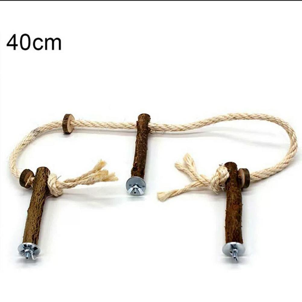 Parrot Wooden Perch Stand Hanging Climbing Hammock Swing Standing Training Toys Cage Accessories