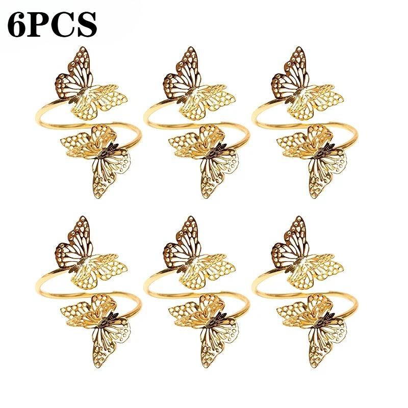 Valentine's Day Double-Layer ButterflyNapkin RingWeddingTable Decorations Decorative Butterfly Napkin Ring for Dining TableDecor