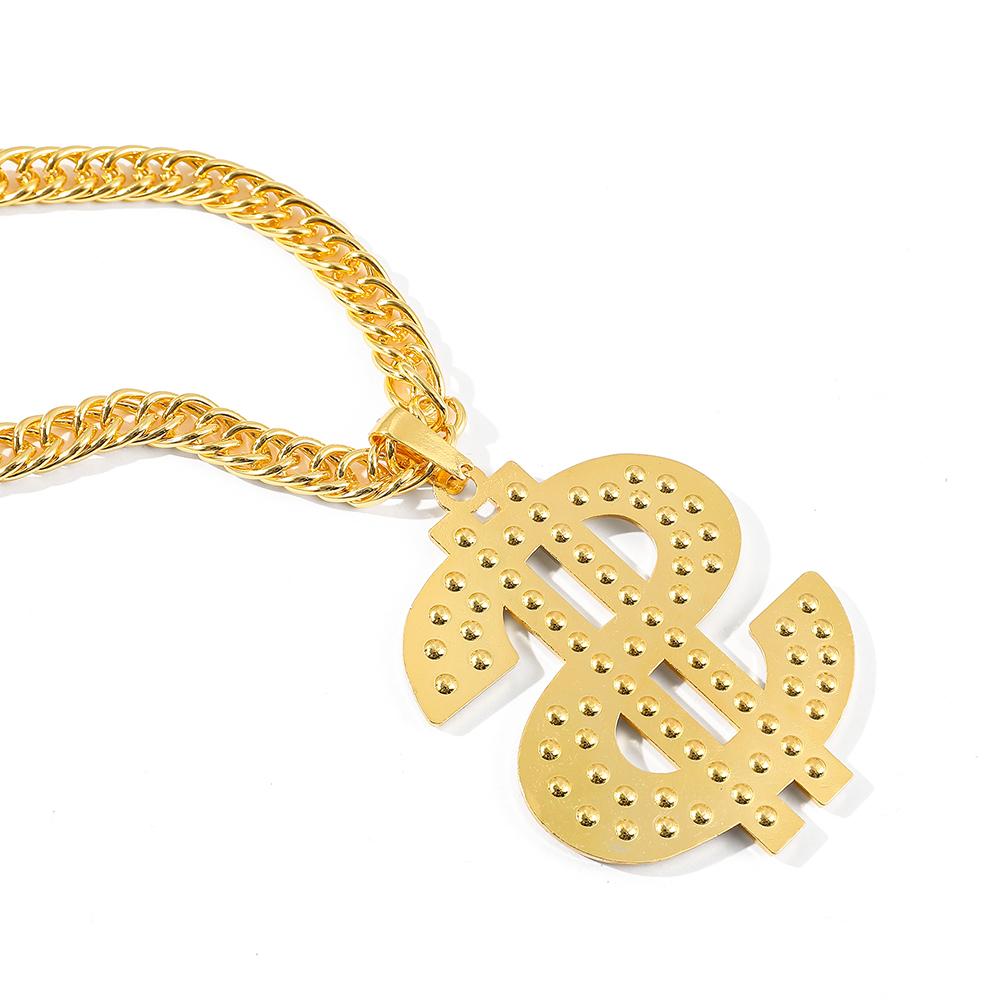 Полная Страз Хип-Хоп Золотой Знак Доллара Подвеска Ожерелье Мужчины Женщины Панк Мода Рок Рэп Украшения Подарок