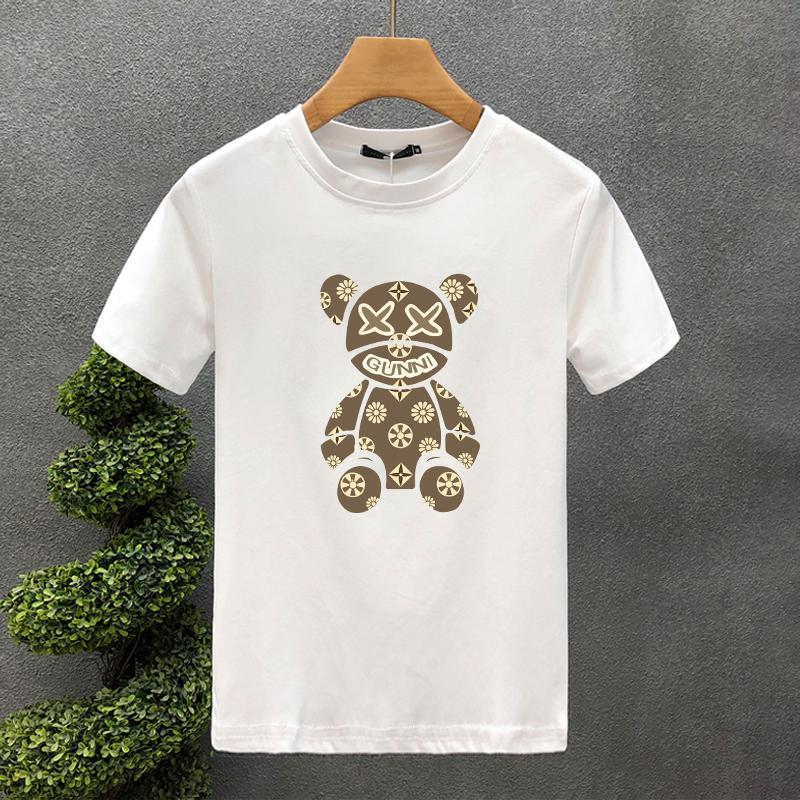 New Design High Quality Luxury Brand Bear Printing Clothing T-Shirt Harajuku 100% Cotton For Men's O-Neck Short Sleeve Top Tees