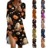Long Sleeve Dress For Women Casual Loose Fit Print Dress With Pockets