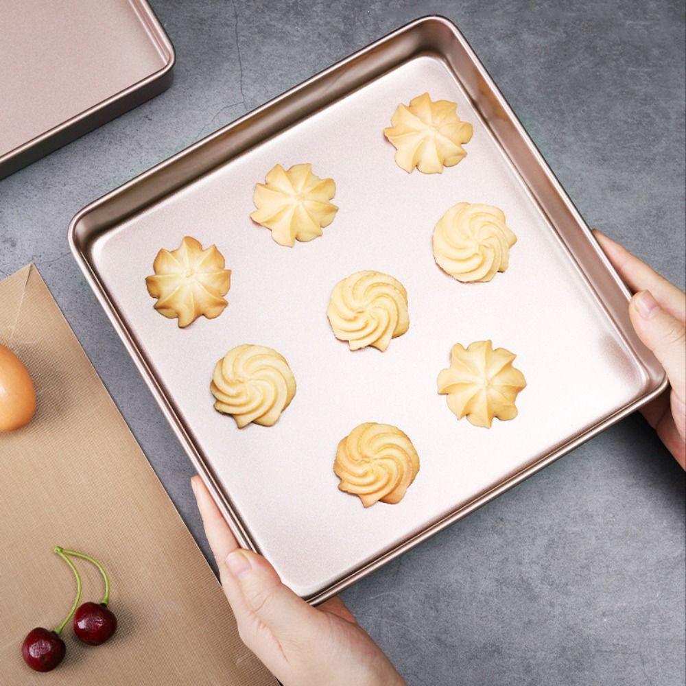 Nonstick Square Baking Pan Champagne Toaster Oven Dishes Cookie Tray Swiss Roll Mold  Bread