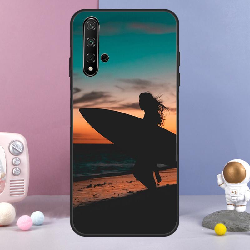 Surfing Art Surf Girl For Huawei Nova Y70 Y90 Y60 Y72 Y73 Y61 Y91 7i 8i 11i 12i 12s 9 10 SE P20 P30 P40 Lite Case