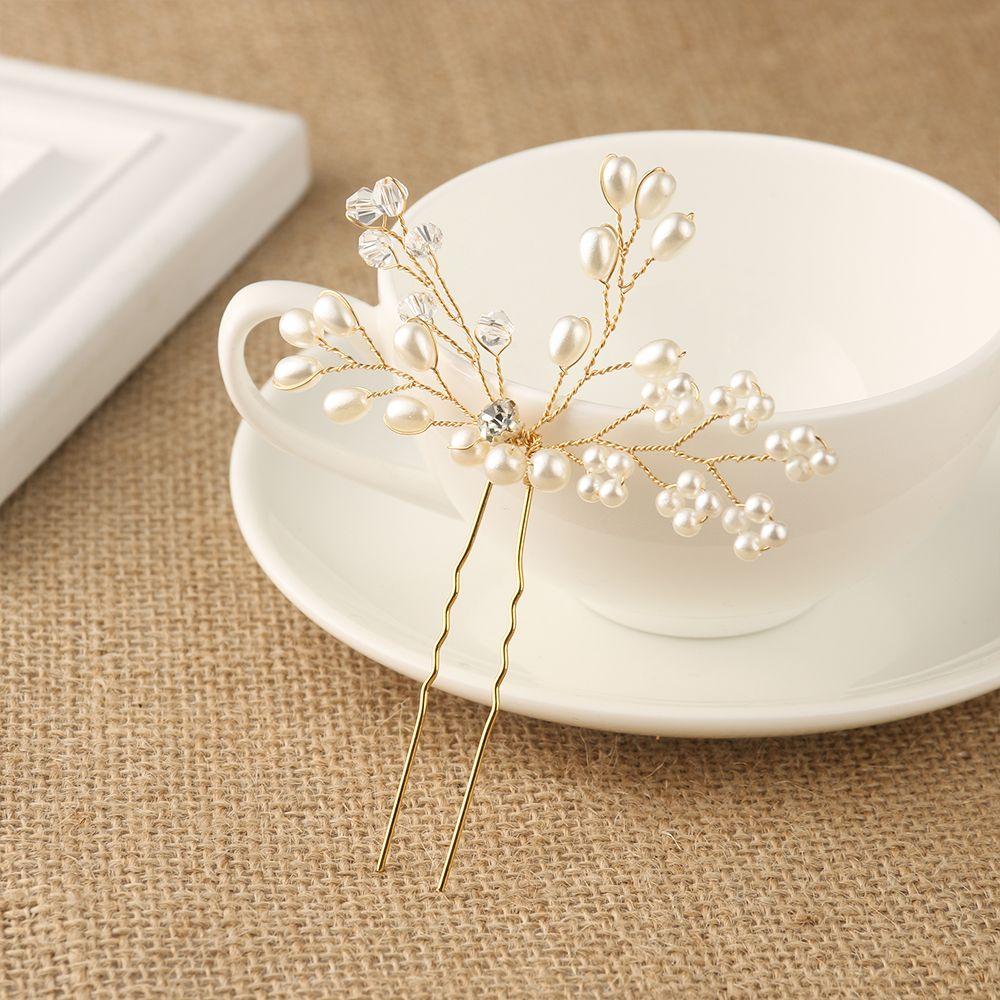 Красивые золотые украшения для выпускного вечера, аксессуары, жемчужная шпилька для волос, свадебные зажимы, шпильки, тиара для подружки невесты