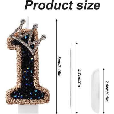 3,15-дюймовые свечи-цифры в виде короны для тортов на день рождения, свечи для торта, бенгальские огни, топпер для торта для свадьбы, детского праздника, украшение для вечеринки