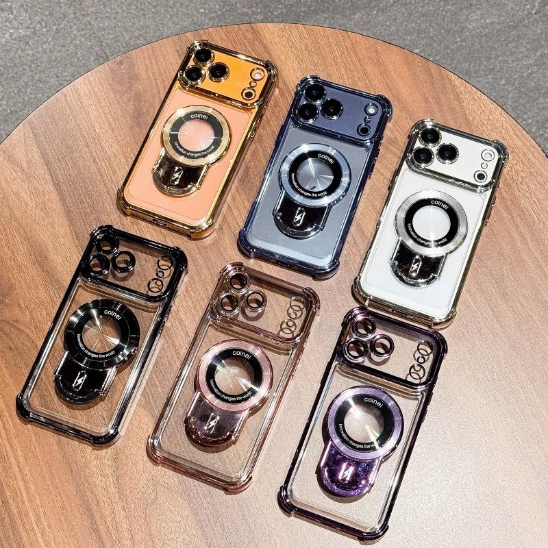 Магнитный чехол для Xiaomi 15T Pro 14T 17 13T Redmi 15 15C 14C 13 K90 Подставка Держатель Тележки Противоударный Роскошный Мягкий Прозрачный Чехол Задняя Крышка