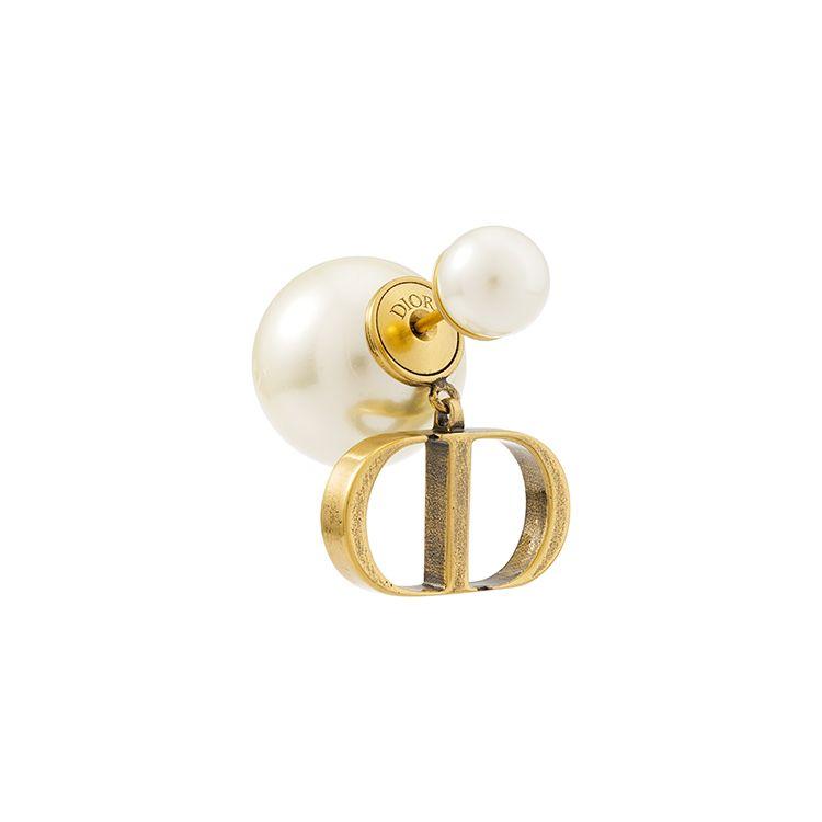 Dior Белые Resin серьги с металлическим покрытием Женские серьги Золотые E1293TRIRS-D908